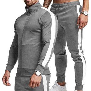 Men's Casual Active Tracksuits FullZip Sports JoggingSuits Sets Athletic Running